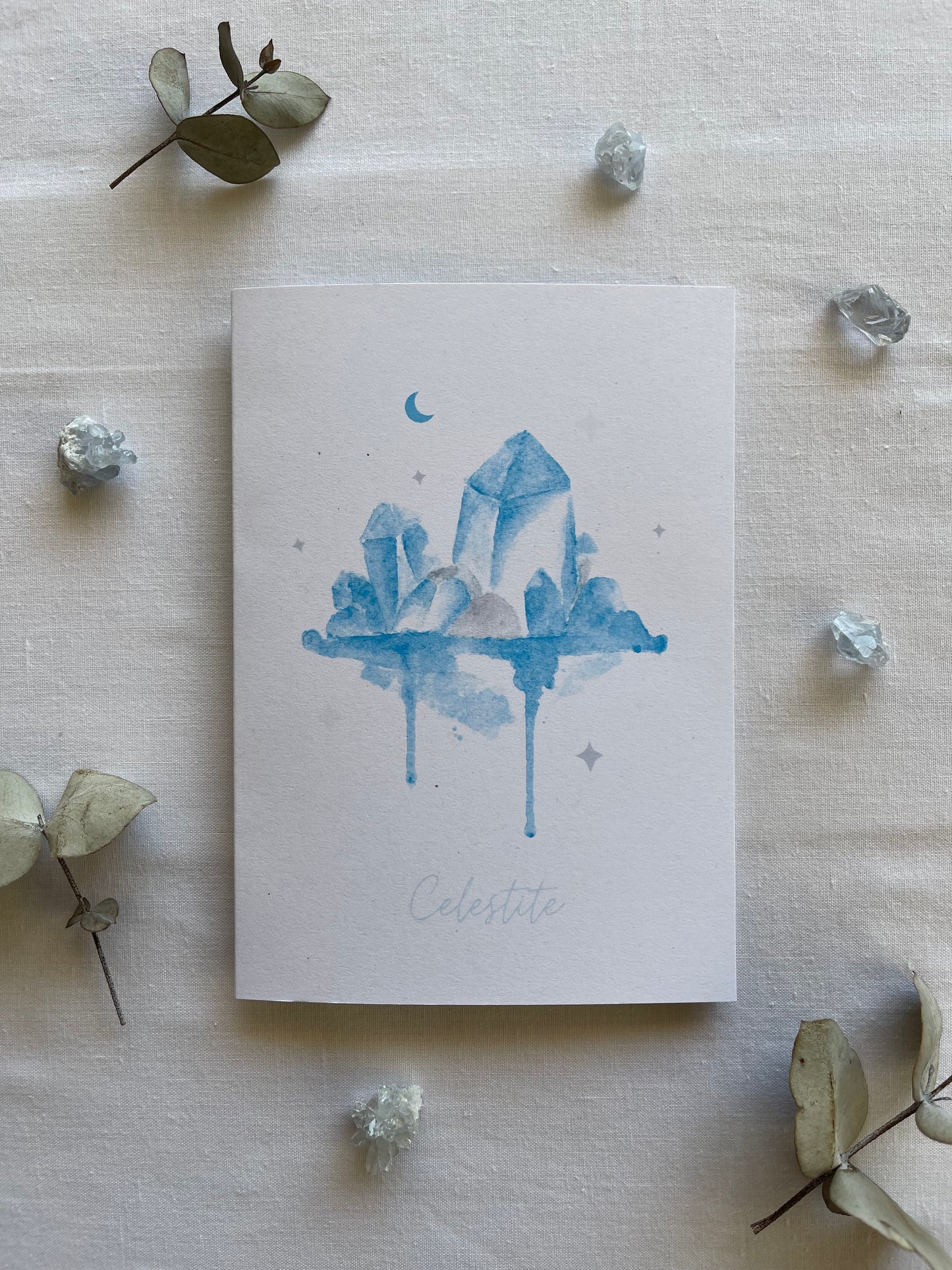 Celestite Crystal Blank Greeting Card