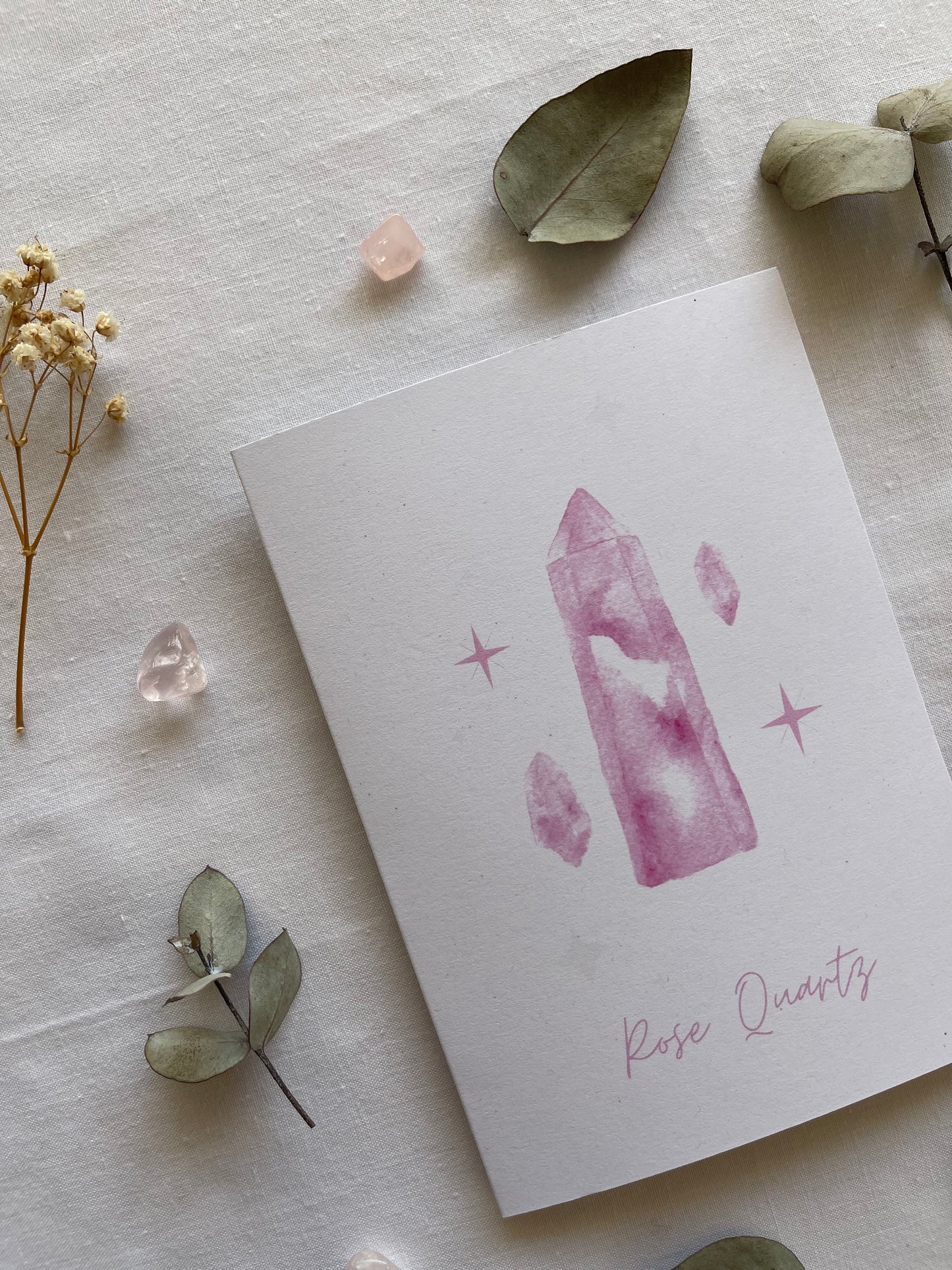Rose Quartz Crystal Blank Greeting Card