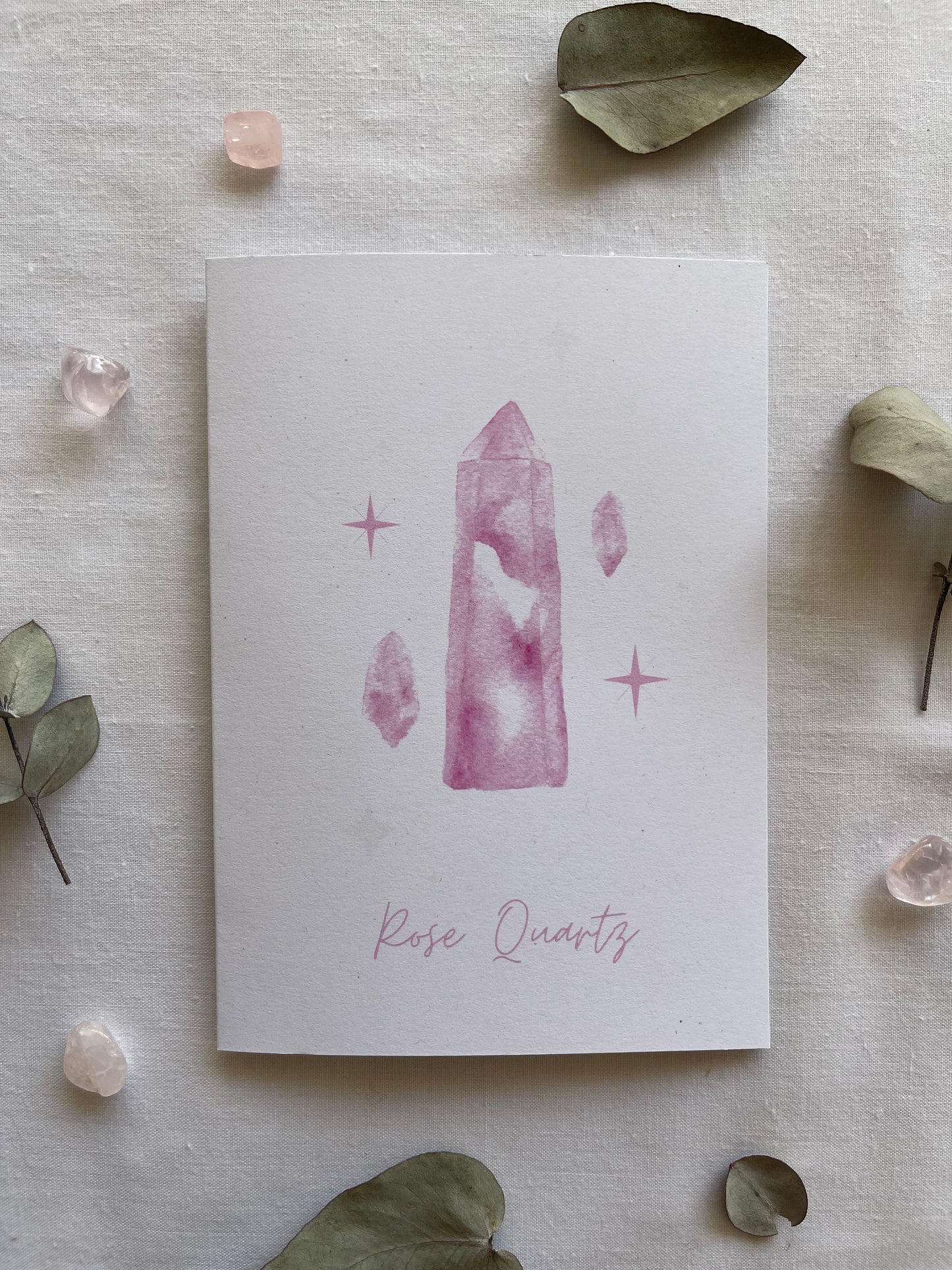 Rose Quartz Crystal Blank Greeting Card