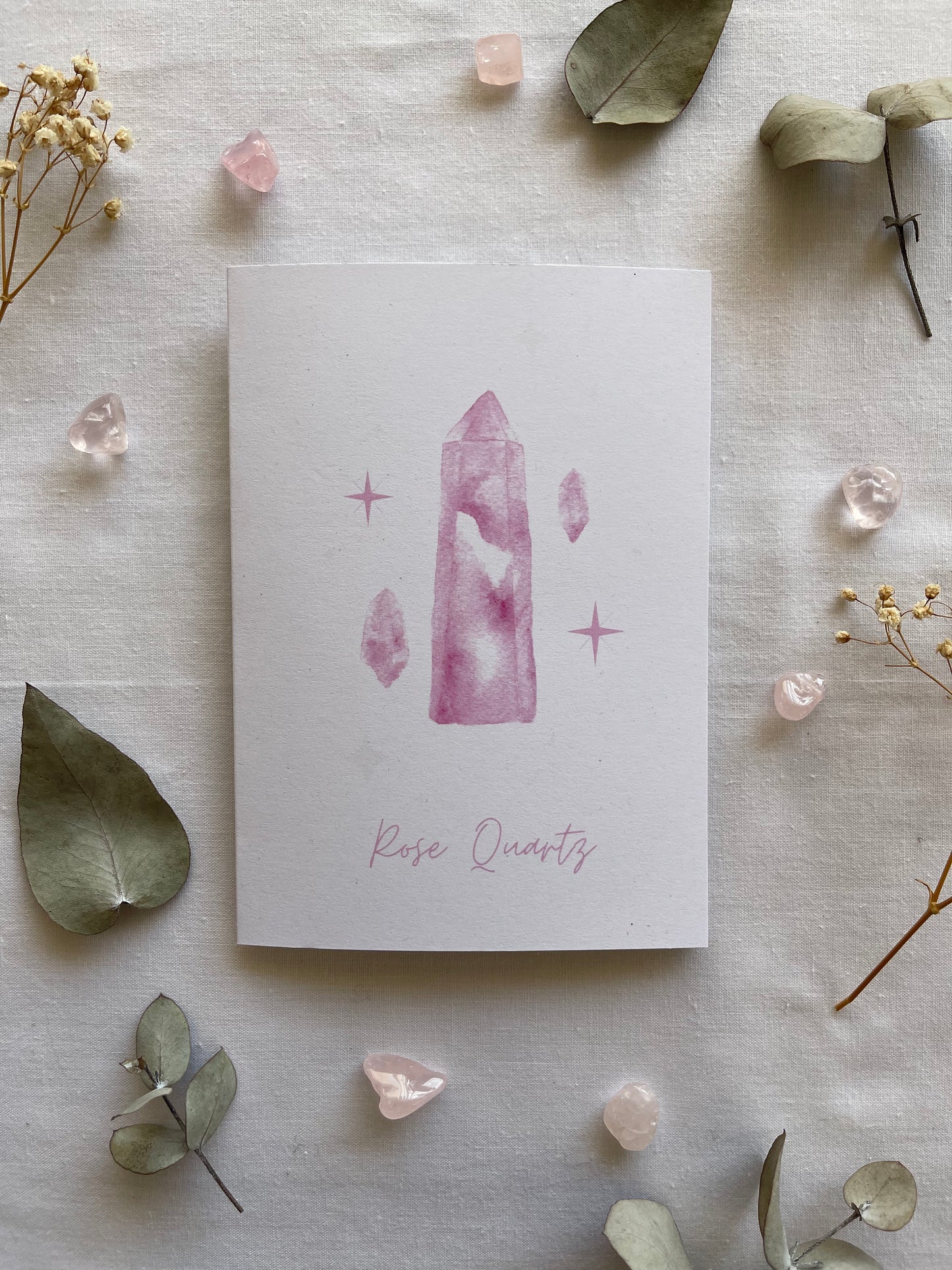 Rose Quartz Crystal Blank Greeting Card